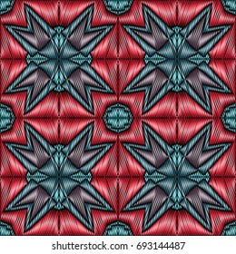 Embroidery vector ornament  with geometric colorful shape.  Endless pattern for ceramic tile, surface design, textiles, printing, wallpaper.