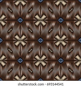 Embroidery vector ornament  with geometric colorful shape.  Endless pattern for ceramic tile, surface design, textiles, printing, wallpaper.