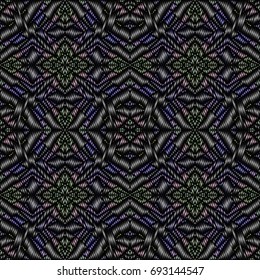 Embroidery vector ornament  with geometric colorful shape.  Endless pattern for ceramic tile, surface design, textiles, printing, wallpaper.