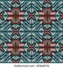 Embroidery vector ornament  with geometric colorful shape.  Endless pattern for ceramic tile, surface design, textiles, printing, wallpaper.
