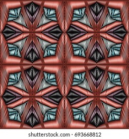Embroidery vector ornament  with geometric colorful shape.  Endless pattern for ceramic tile, surface design, textiles, printing, wallpaper.