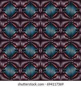 Embroidery vector ornament  with geometric colorful shape.  Endless pattern for ceramic tile, surface design, textiles, printing, wallpaper.