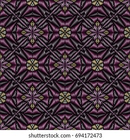 Embroidery vector ornament  with geometric colorful shape.  Endless pattern for ceramic tile, surface design, textiles, printing, wallpaper.