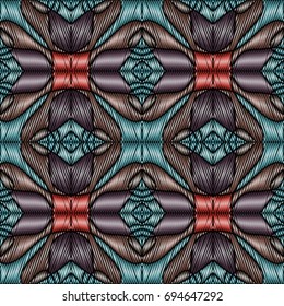Embroidery vector ornament  with geometric colorful shape.  Endless pattern for ceramic tile, surface design, textiles, printing, wallpaper.