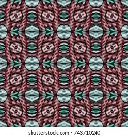 Embroidery vector ornament  with geometric colorful shape.  Endless pattern for ceramic tile, surface design, textiles, printing, wallpaper.