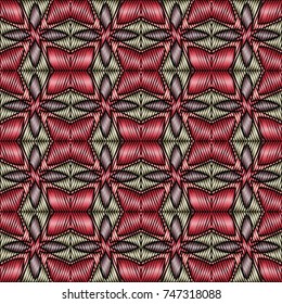 Embroidery vector ornament  with geometric colorful shape.  Endless pattern for ceramic tile, surface design, textiles, printing, wallpaper.