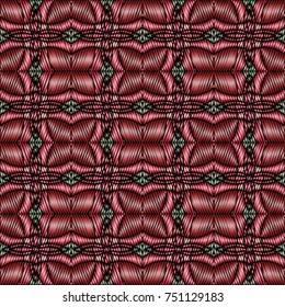 Embroidery vector ornament  with geometric colorful shape.  Endless pattern for ceramic tile, surface design, textiles, printing, wallpaper.