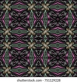 Embroidery vector ornament  with geometric colorful shape.  Endless pattern for ceramic tile, surface design, textiles, printing, wallpaper.