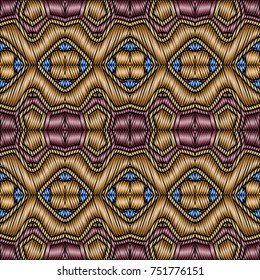 Embroidery vector ornament  with geometric colorful shape.  Endless pattern for ceramic tile, surface design, textiles, printing, wallpaper.
