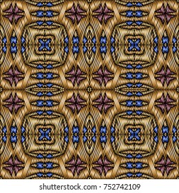 Embroidery vector ornament  with geometric colorful shape.  Endless pattern for ceramic tile, surface design, textiles, printing, wallpaper.