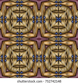 Embroidery vector ornament  with geometric colorful shape.  Endless pattern for ceramic tile, surface design, textiles, printing, wallpaper.