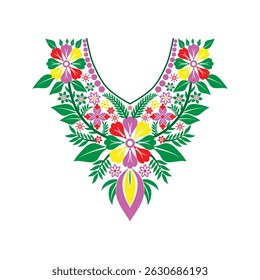Embroidery vector stylized  neck design