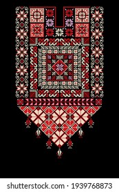 Embroidery vector Tatreez template , Palestinian fashion neck ornament