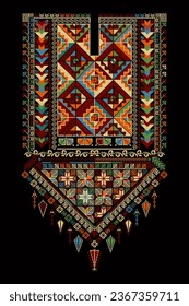 Embroidery vector Tatreez template , Palestinian fashion neck ornament