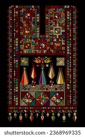 Embroidery vector Tatreez template , Palestinian fashion neck ornament