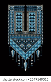 Stickerei Vektor Tatrez Vorlage , Palästinensische Mode Hals Ornament