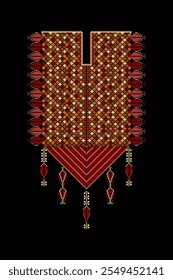 Embroidery vector Tatreez template , Palestinian fashion neck ornament