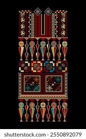 Embroidery vector Tatreez template , Palestinian fashion neck ornament