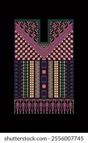 Embroidery vector Tatreez template , Palestinian fashion neck ornament