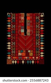 Embroidery vector Tatreez template , Palestinian fashion neck ornament