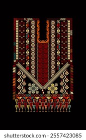 Embroidery vector Tatreez template , Palestinian fashion neck ornament