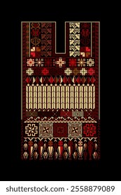 Embroidery vector Tatreez template , Palestinian fashion neck ornament