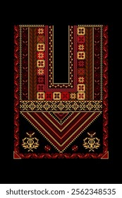 Embroidery vector Tatreez template , Palestinian fashion neck ornament