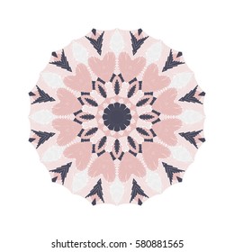 Embroidery. Vintage Indian pink Mandala for use in textiles.