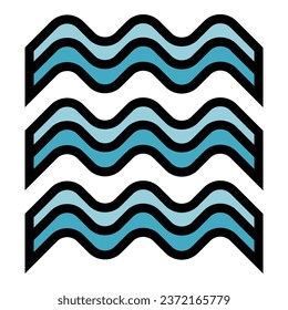 Embroidery wave icon outline vector. Craft art. Fabric studio color flat