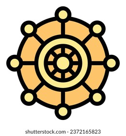 Embroidery wheel icon outline vector. Art craft. Hand bracelet color flat