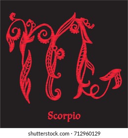 Embroidery with zodiac sign. 