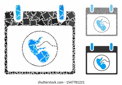 Embryo calendar day composition of humpy items in various sizes and shades, based on embryo calendar day icon. Vector ragged elements are combined into composition.