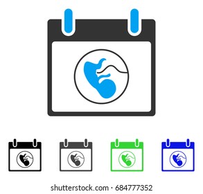 Embryo Calendar Day flat vector icon. Colored embryo calendar day gray, black, blue, green pictogram versions. Flat icon style for graphic design.