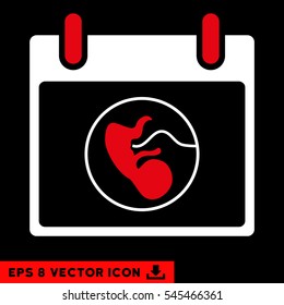 Embryo Calendar Day icon. Vector EPS illustration style is flat iconic bicolor symbol, red and white colors.