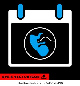 Embryo Calendar Day icon. Vector EPS illustration style is flat iconic bicolor symbol, blue and white colors.