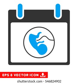 Embryo Calendar Day icon. Vector EPS illustration style is flat iconic bicolor symbol, blue and gray colors.