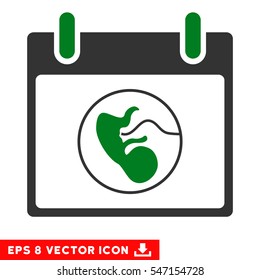 Embryo Calendar Day icon. Vector EPS illustration style is flat iconic bicolor symbol, green and gray colors.
