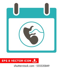 Embryo Calendar Day icon. Vector EPS illustration style is flat iconic bicolor symbol, grey and cyan colors.
