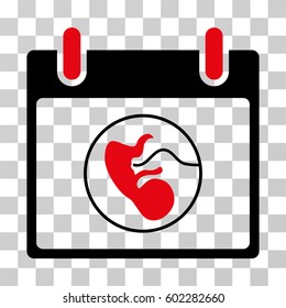 Embryo Calendar Day icon. Vector illustration style is flat iconic bicolor symbol, intensive red and black colors, transparent background. Designed for web and software interfaces.