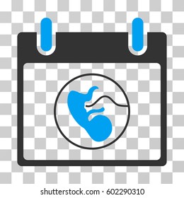 Embryo Calendar Day icon. Vector illustration style is flat iconic bicolor symbol, blue and gray colors, transparent background. Designed for web and software interfaces.