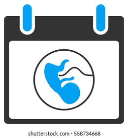 Embryo Calendar Day vector toolbar icon. Style is bicolor flat icon symbol, blue and gray colors, white background.