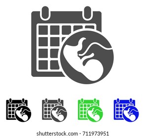 Embryo Calendar icon. Vector illustration style is a flat iconic embryo calendar symbol with black, gray, green, blue color variants. Designed for web and software interfaces.