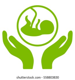 Embryo Care Hands vector icon. Flat eco green symbol. Pictogram is isolated on a white background. Designed for web and software interfaces.