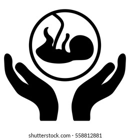Embryo Care Hands vector icon. Flat black symbol. Pictogram is isolated on a white background. Designed for web and software interfaces.