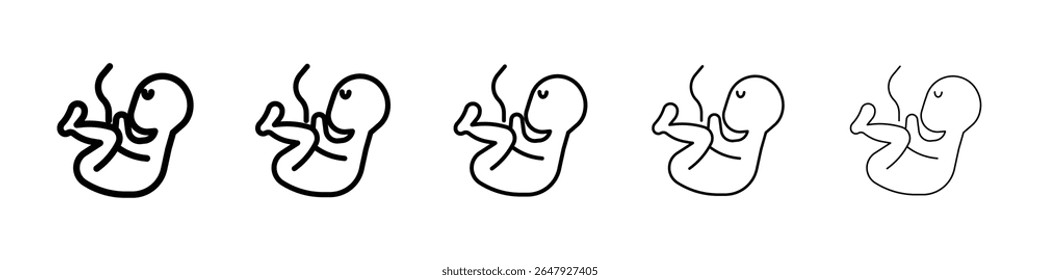 Vector aislado del icono del niño del embrión en el sistema blanco del fondo