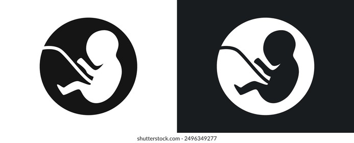 Embryo Child icon linear graphics set vector in black