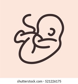 Embryo Child Kid Minimalistic Flat Line Circle Solid Stroke Icon Pictogram Symbol