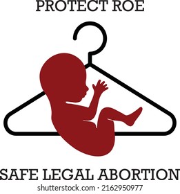 An embryo with a clothes hanger. Unsafe abortion concept.