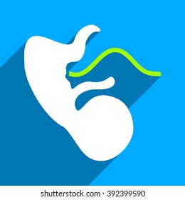 Embryo Cord long shadow vector icon. Style is a flat embryo cord iconic symbol on a blue square background.