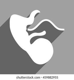 Embryo Cord long shadow vector icon. Style is a flat embryo cord white iconic symbol on a gray square background.